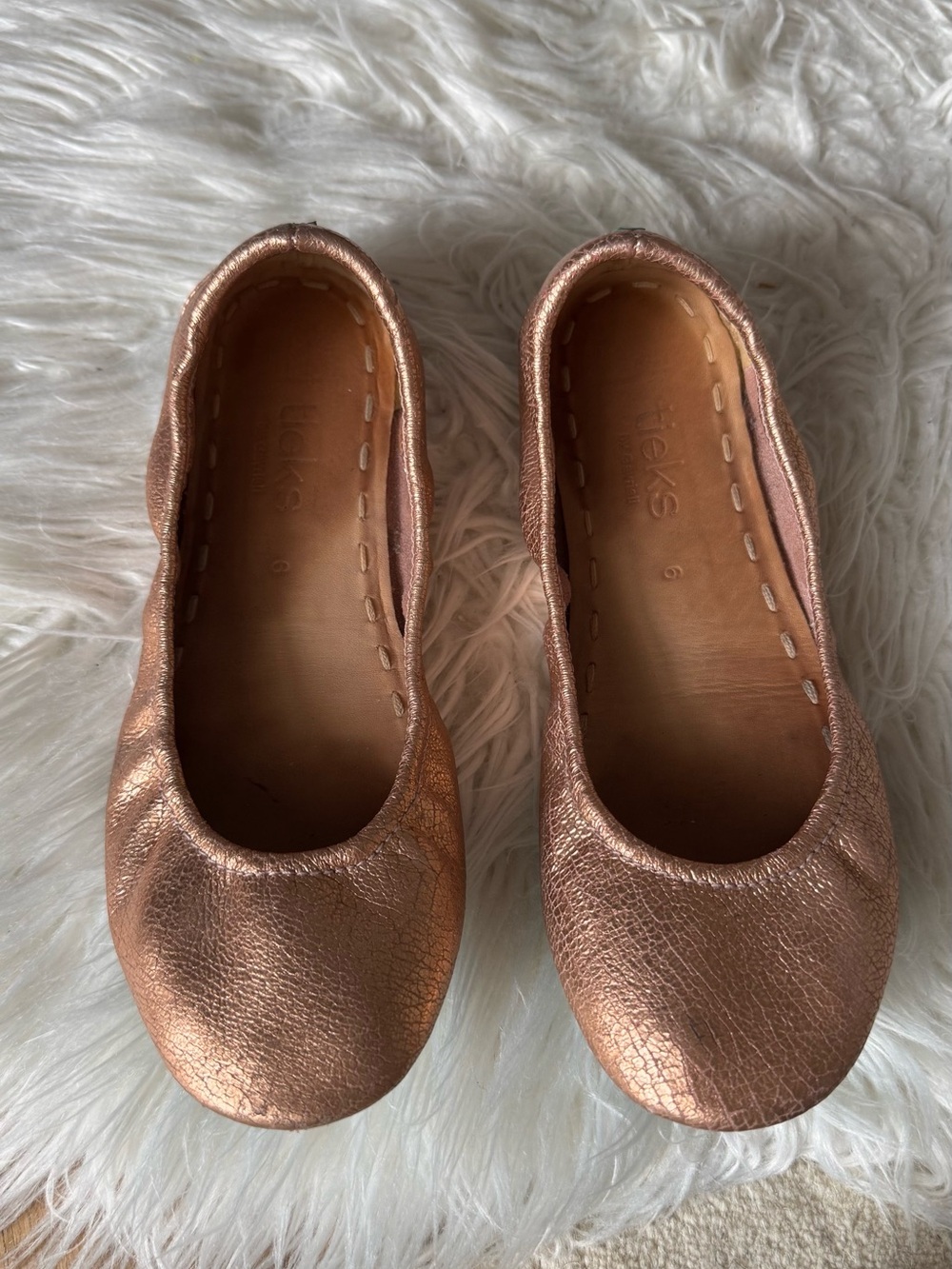 Tieks Metallic Rose Gold Ballet Flats